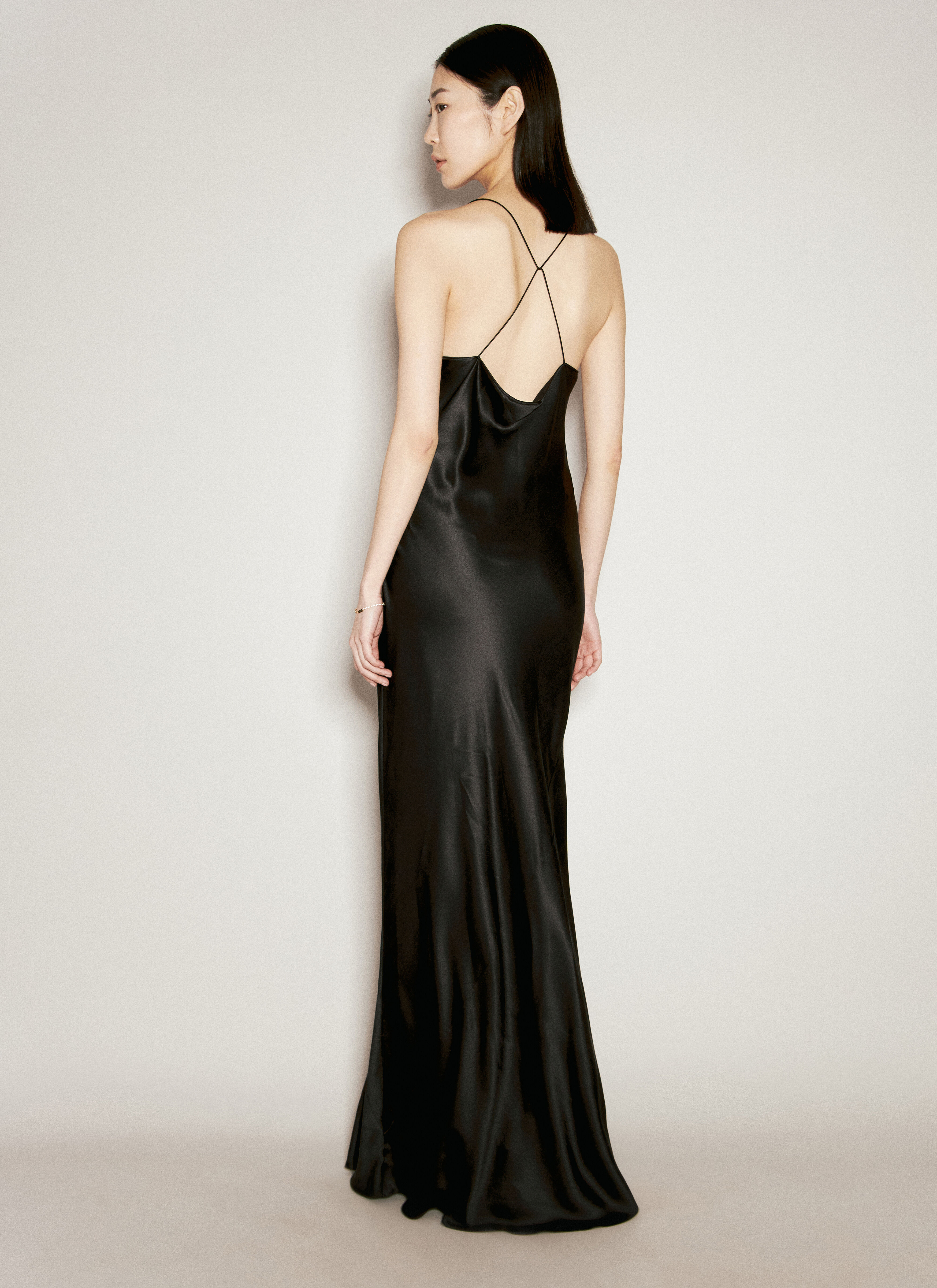 Saint Laurent Silk Maxi Dress in Black fur Damen LN CC