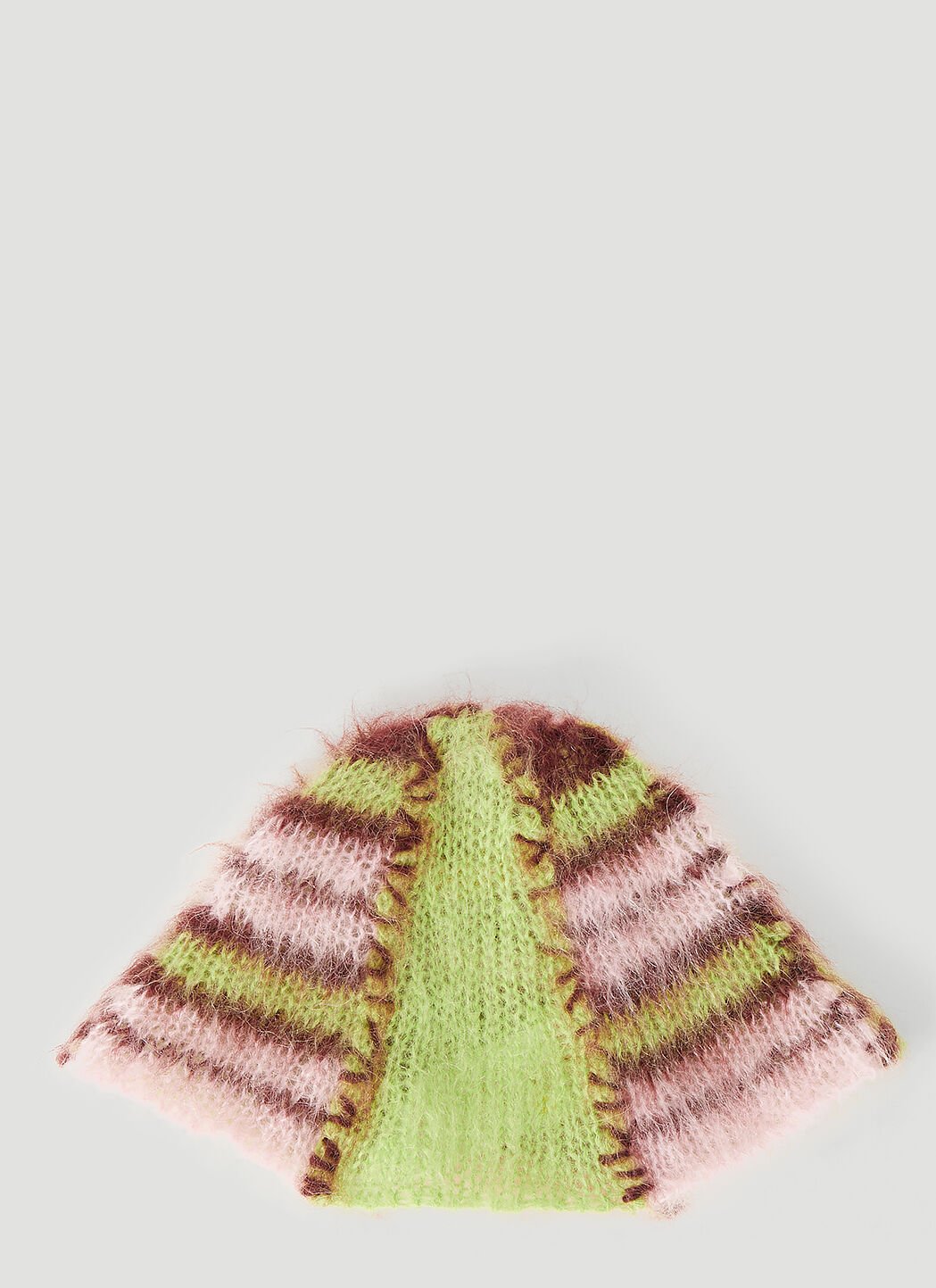 GANNI Fuzzy Stripe Beanie Hat Green gan0255068