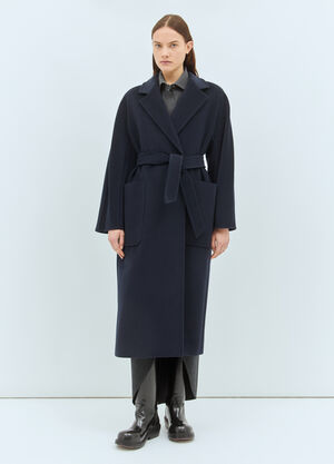 Burberry Wool And Cashmere Robe Coat Grey bur0258003