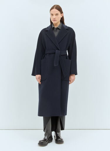 Max Mara Wool And Cashmere Robe Coat Blue max0258001