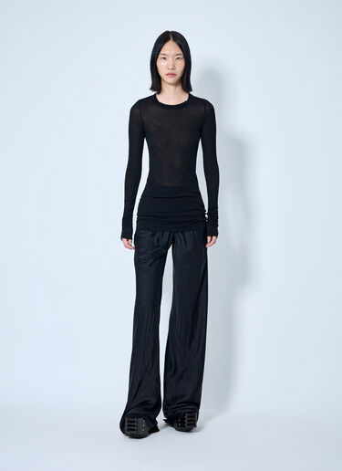LN-CC® - Rick Owens: Long Sleeve Sheer Knit Top - Black Rick Owens Long Sleeve Sheer Knit Top Black ric0265027