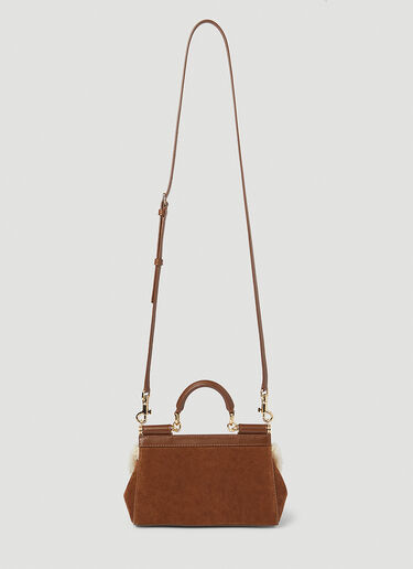 Dolce & Gabbana 시실리 스웨이드 스몰 핸드백 브라운 dol0254014