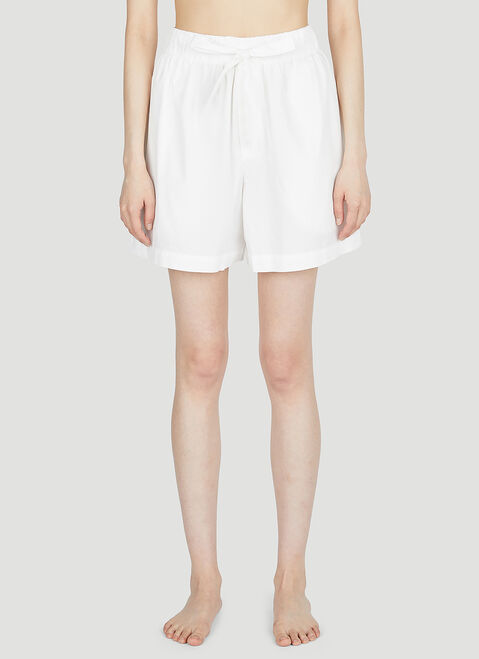Tekla Drawstring Sleep Shorts Cream tek0355006