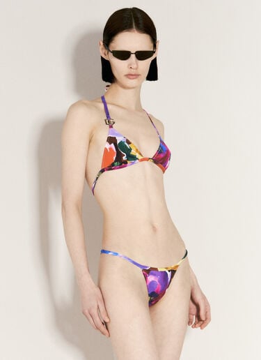 Dolce & Gabbana Logo And Abstract Print Triangle Bikini Multicolour dol0255004