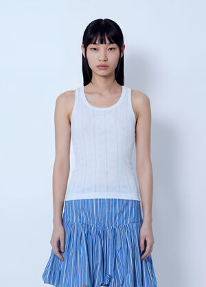 GANNI Compact Pointelle Rib Jersey Tank Top White gan0265007