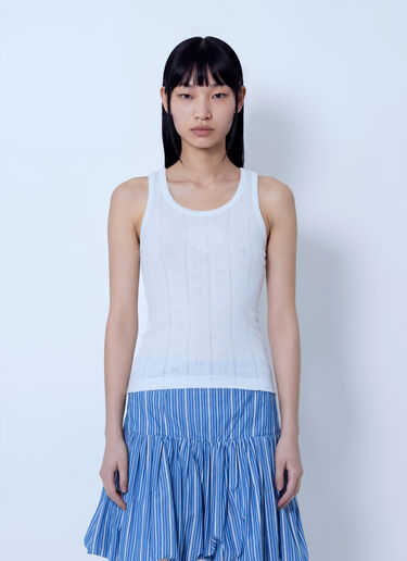LN-CC® - GANNI: Compact Pointelle Rib Jersey Tank Top - White GANNI Compact Pointelle Rib Jersey Tank Top White gan0265007