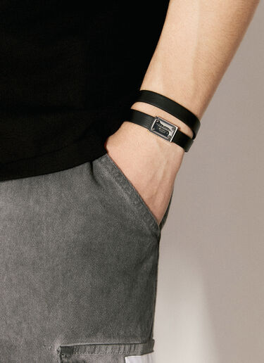 Dolce & Gabbana Logo Plaque Leather Bracelet Black dol0156017