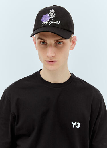 Y-3 x Real Madrid 로고 프린트 베이스볼 캡 블랙 rma0156013