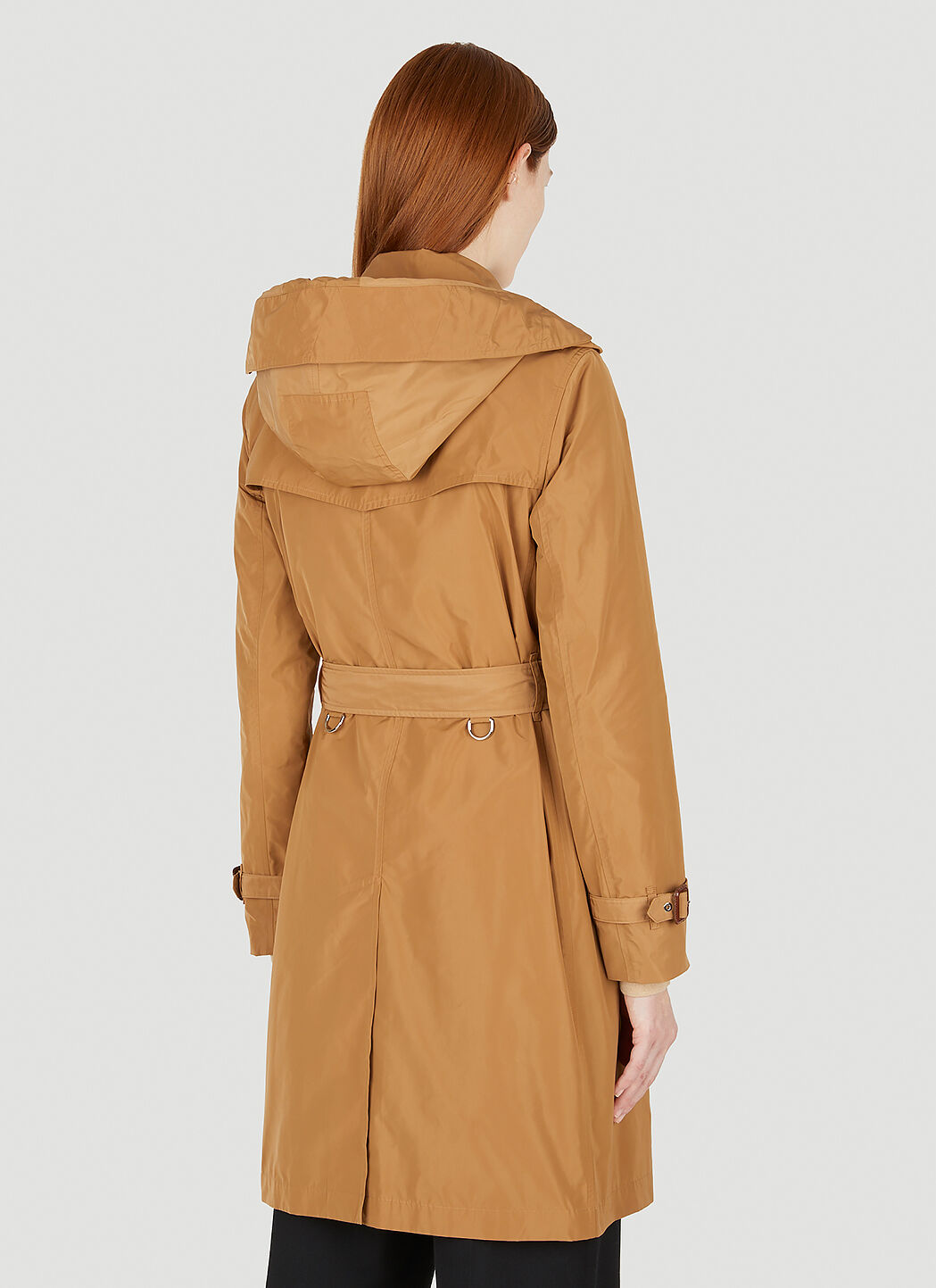 Burberry Kensington Hooded Trench Coat in Brown LN CC