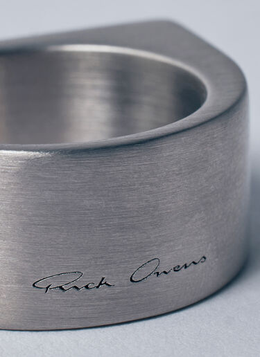 Rick Owens Etched Beveled Ring Silver ric0259025