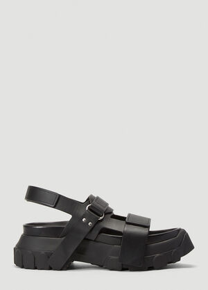 Rick Owens Tractor Leather Sandals Black ric0239018