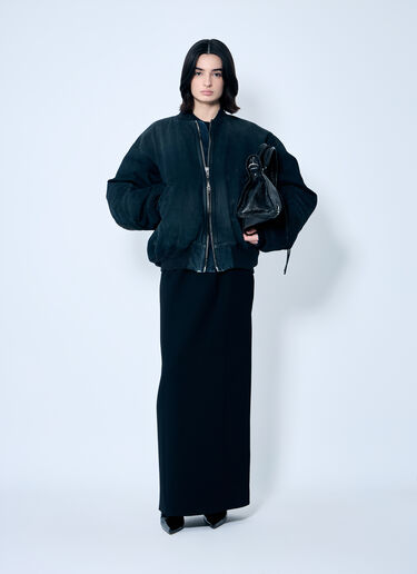 Balenciaga Distressed Bomber Jacket Black bal0259003