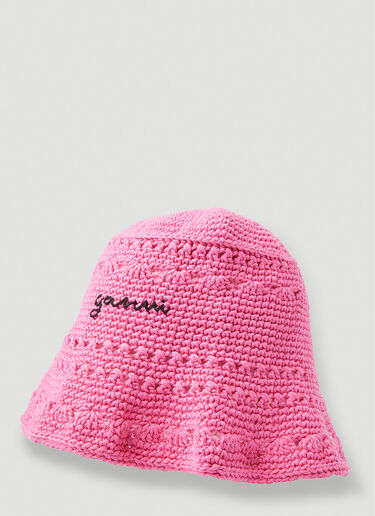 GANNI Crochet Bucket Hat Pink gan0251058