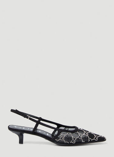 Gucci Crystal GG Slingback Kitten Heels Black guc0250102