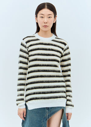Acne Studios Striped Wool-Mohair Sweater Green acn0258003