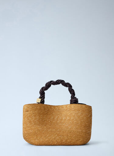 GANNI Bou Small Straw Top Handle Bag Yellow gan0265033
