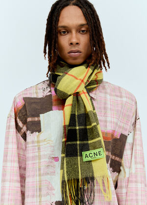 Acne Studios Check Fringe Scarf Pink acn0156004