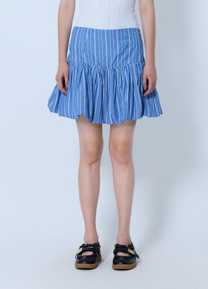 GANNI Stripe Cotton Mini Skirt Blue gan0265012