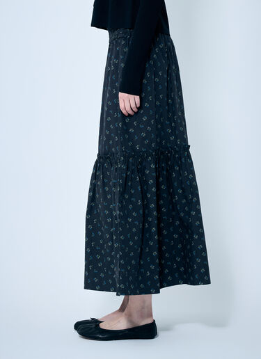 GANNI Floral Printed Maxi Skirt Black gan0259041