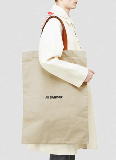 Jil Sander Flat Shopper Large Tote Bag Brown jil0143048