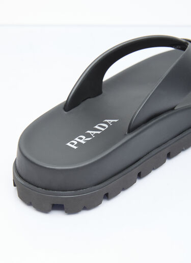 Prada Logo Plaque Slides Black pra0256026