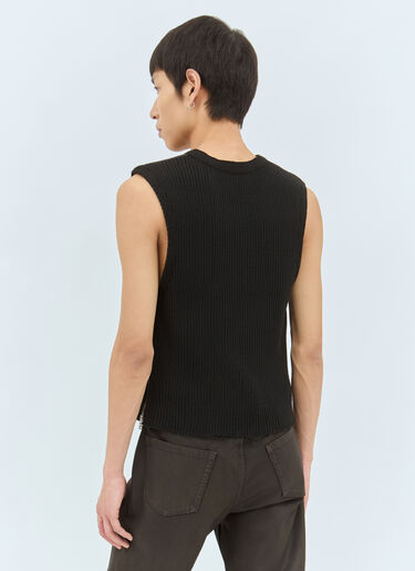 Dries Van Noten Leather And Knit Vest Black dvn0158015