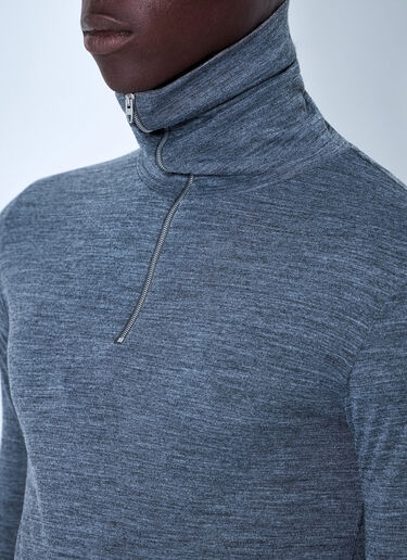 LN-CC® - Jil Sander: Half-Zip Long Sleeve Top - Grey Jil Sander Half-Zip Long Sleeve Top Grey jil0165006