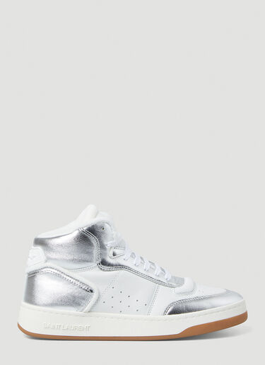 Saint Laurent Men's Sl 80 Mid-top Sneakers In Smooth And Grained Leather In  White