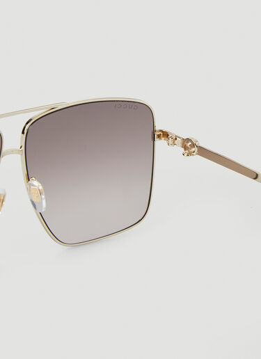 Gucci Navigator Square Frame Sunglasses Gold guc0247356