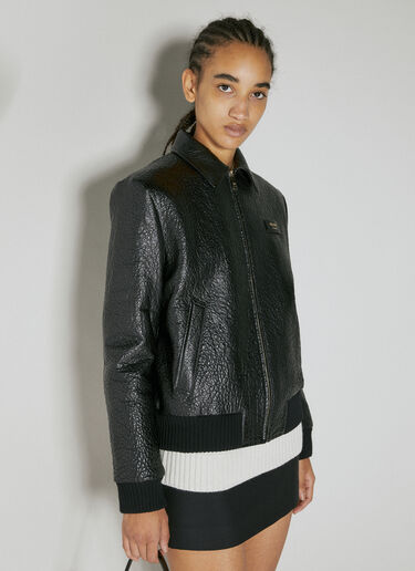 Prada Leather Bomber Jacket Black pra0254006