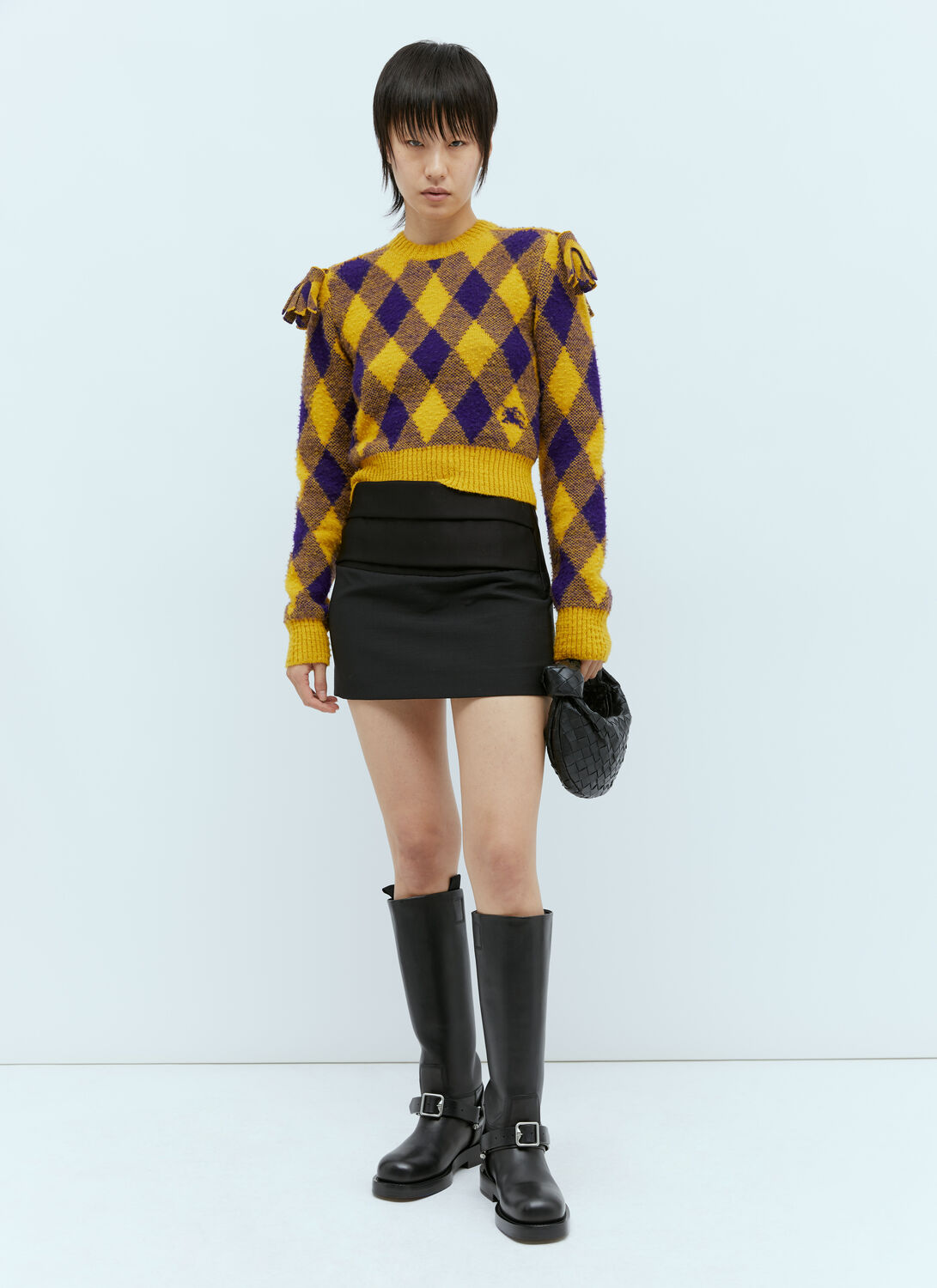 Shop Burberry Argyle Wool Sweater In Yellow