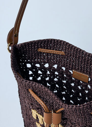 Miu Miu Mini Woven Logo Motif Bag Brown miu0260029