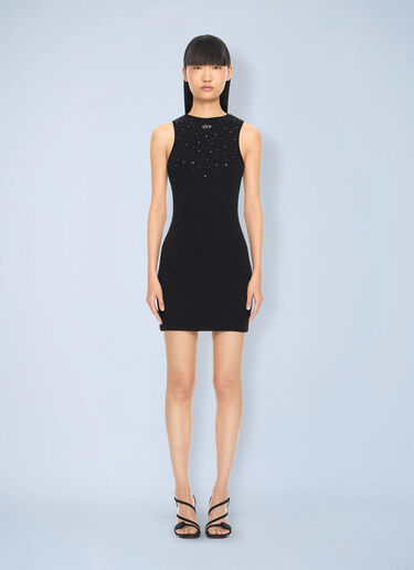 LN-CC® - Off-White: OW X Swarovski Ribbed Rowing Dress - Black Off-White OW X Swarovski Ribbed Rowing Dress Black ofw0264458