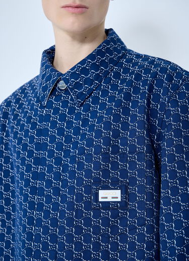 Gucci Cotton Jacquard Jacket With GG Shadow Blue guc0159043