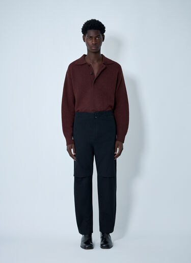 Wool Knitted Polo Sweater MHL by Margaret Howell Wool Knitted Polo Sweater Dark Brown mhl0162001