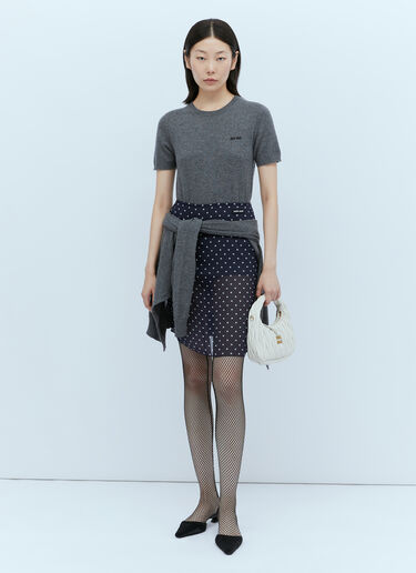 Logo Embroidery Cashmere Knit Sweater Miu Miu Logo Embroidery Cashmere Knit Sweater Grey miu0254005