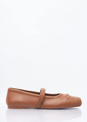 Prada Mary Jane Ballerina Flats Brown pra0258028