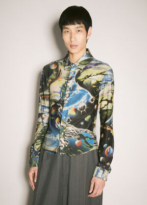 Martine Rose Printed Stretch Shirt Green mtr0159011