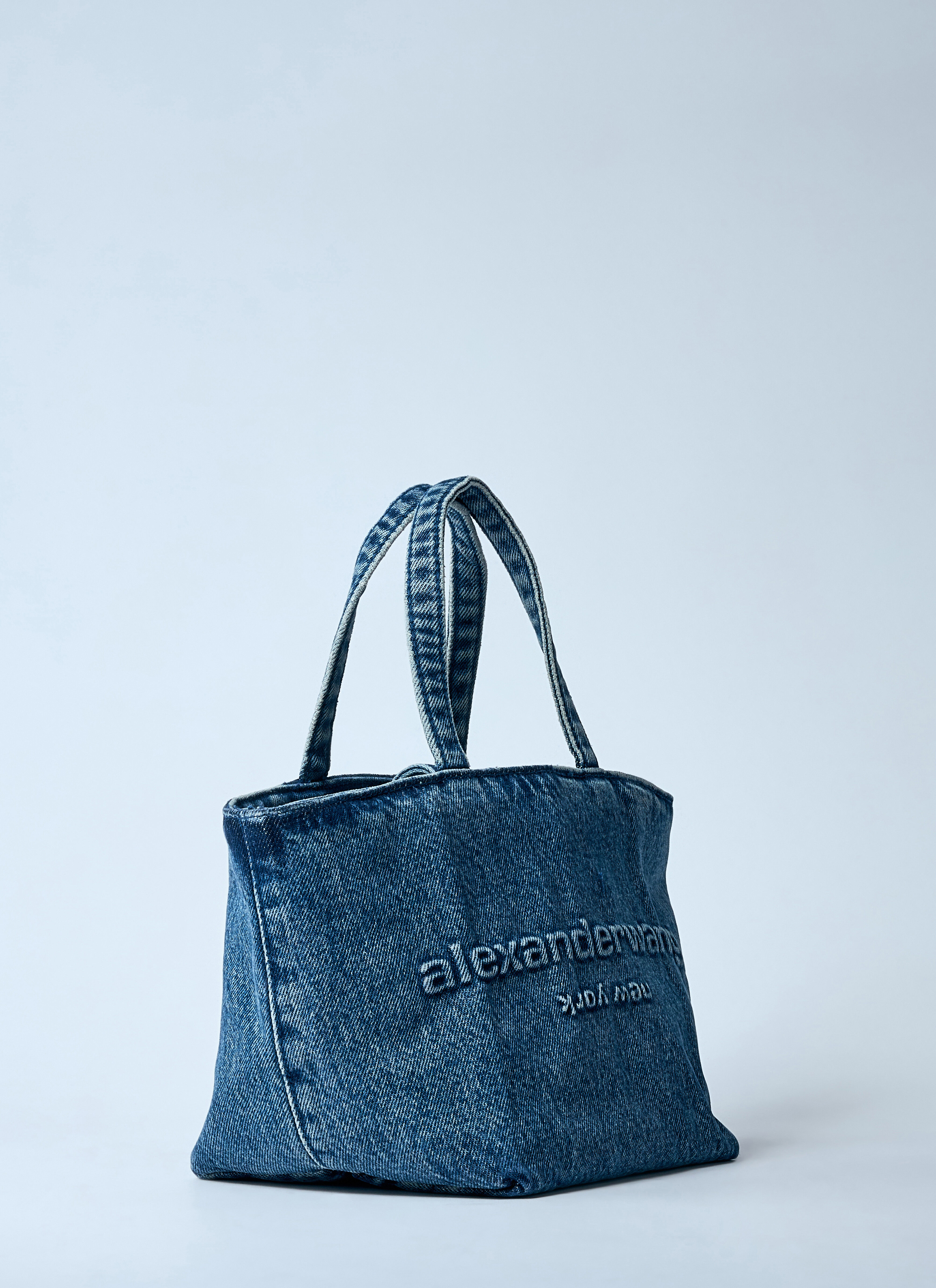 Alexander Wang Women's' Small Denim Punch Tote Bag in Blue | LN-CC®