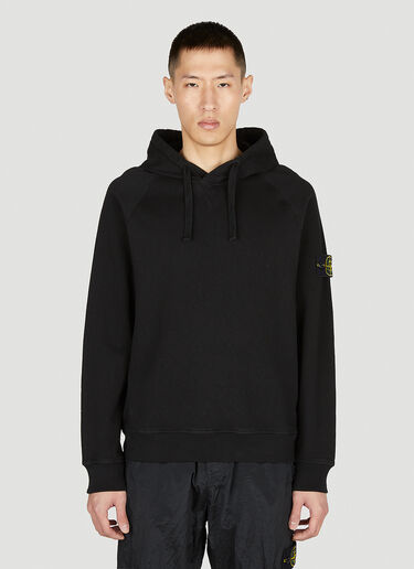 Stone Island 컴퍼스 패치 후드 스웨트셔츠 블랙 sto0152056