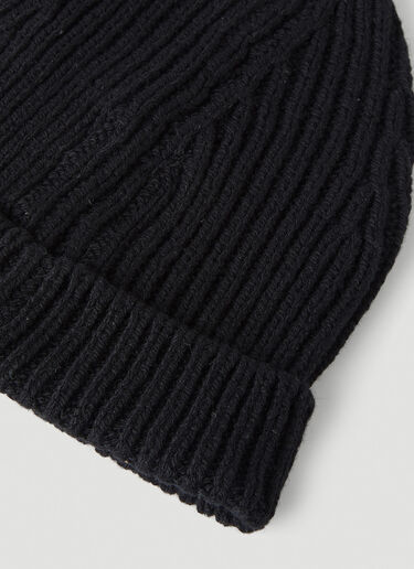 Rick Owens Ribbed Knit Beanie Hat Black ric0150026