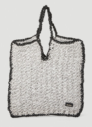 Max Mara Fillet Woven Tote Bag White max0248011