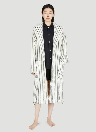 Striped Hooded Bath Robe Tekla Striped Hooded Bath Robe White tek0353009