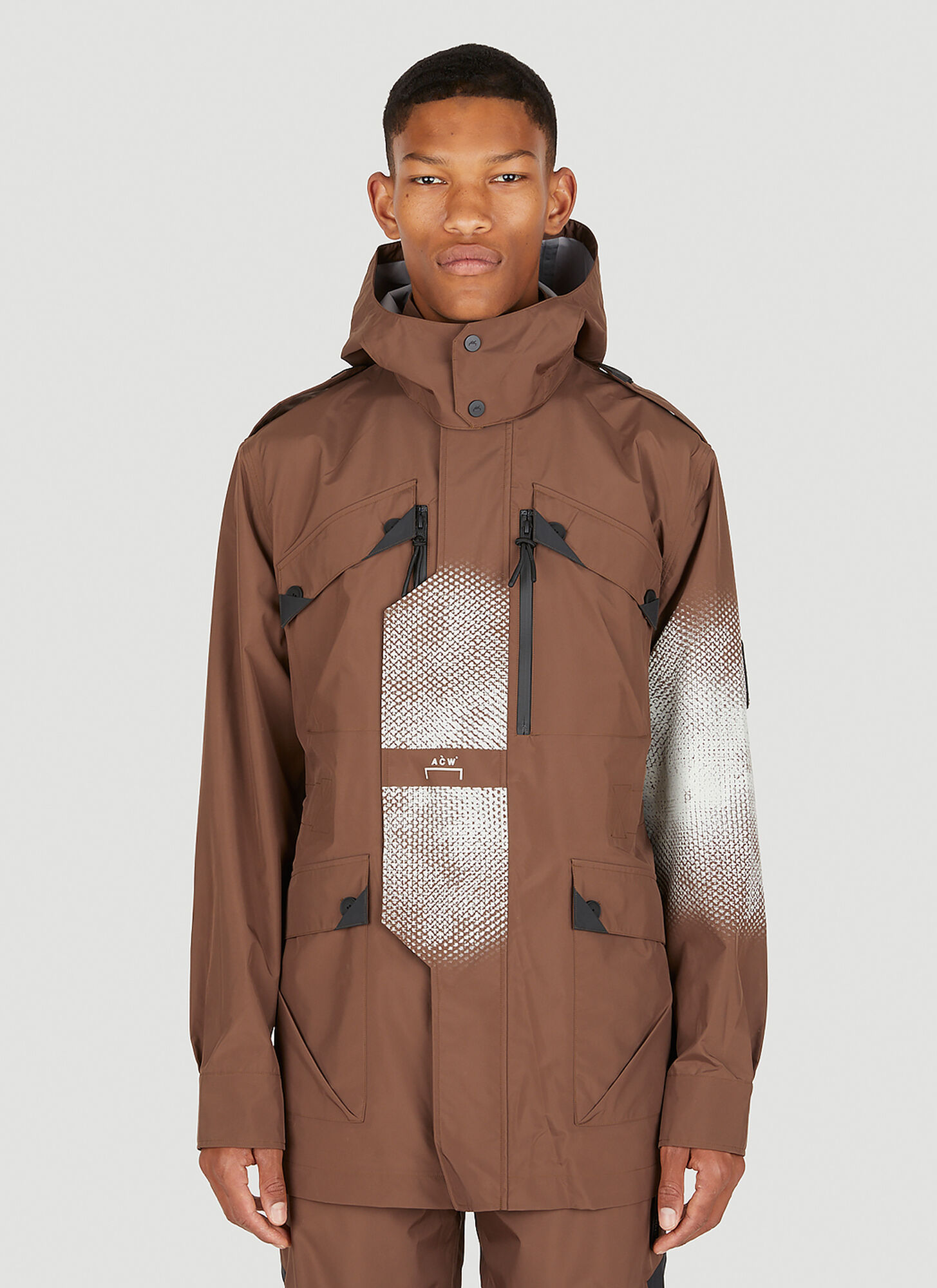 A-cold-wall* Graphic M-65 Shell Hooded Jacket In Brown