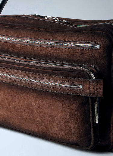 LN-CC® - Acne Studios: Camero Party Suede Shoulder Bag - Dark Brown Acne Studios Camero Party Suede Shoulder Bag Dark Brown acn0265033