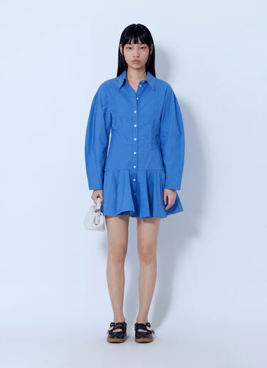 LN-CC® - GANNI: Stretch Cotton Mini Shirt Dress - Blue GANNI Stretch Cotton Mini Shirt Dress Blue gan0265001