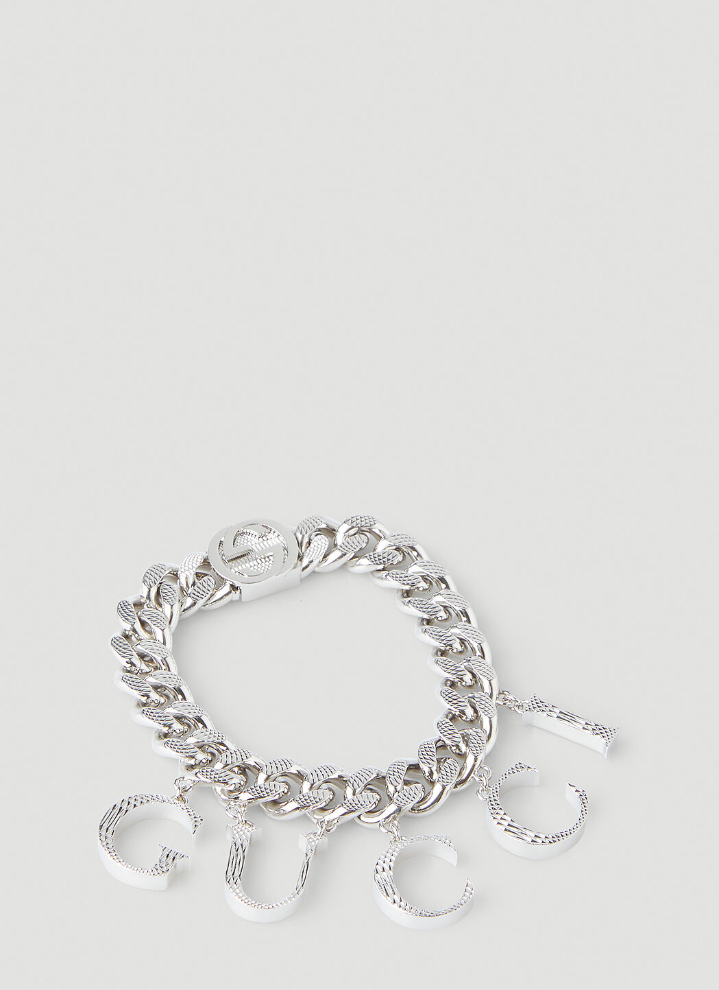 Gucci Logo Script Charm Bracelet in Silver LN CC
