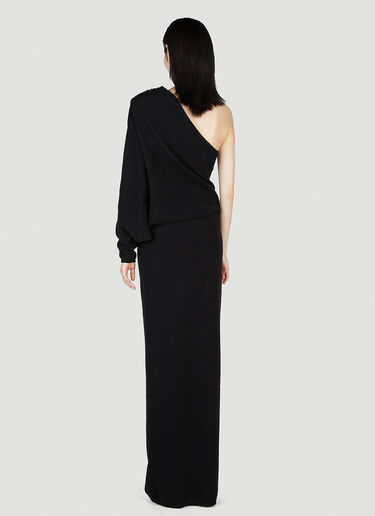 Saint Laurent 원 숄더 드레이프 드레스 블랙 sla0253030