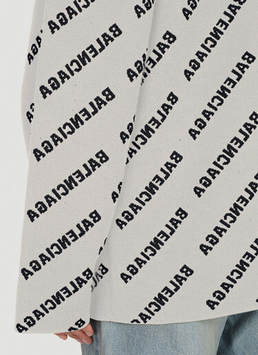 Balenciaga All Over Logo Intarsia Cardigan White bal0251032