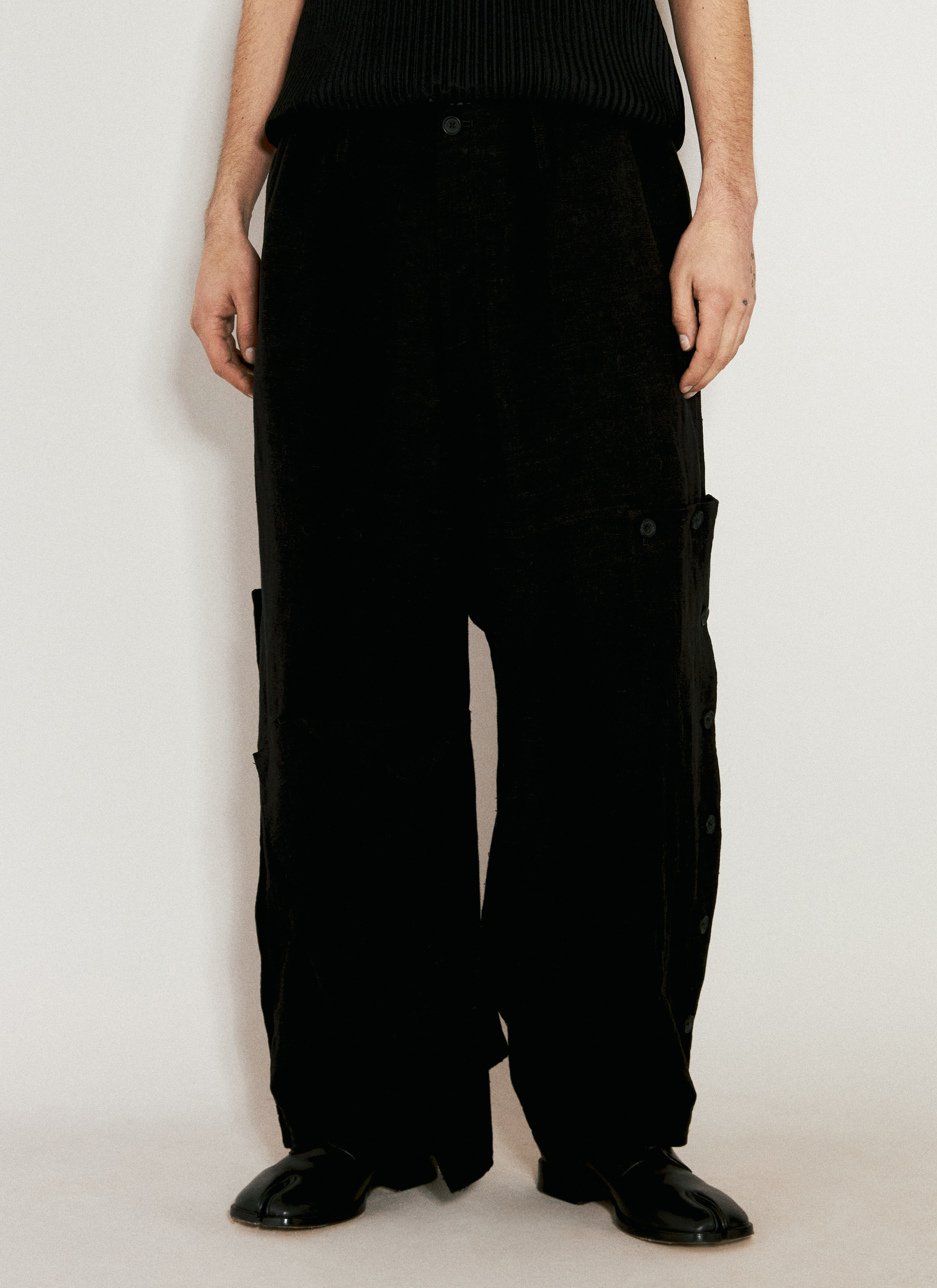 Yohji Yamamoto Z-デコ ワイドパンツ ブラック yoy0156012